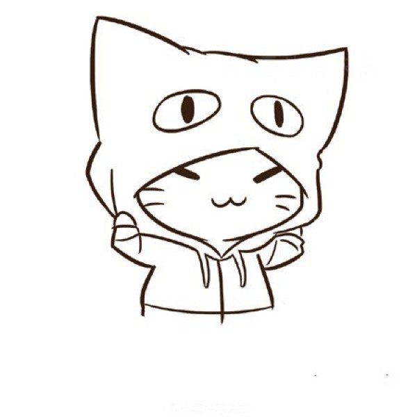 Simple drawing of kitten wearing hat