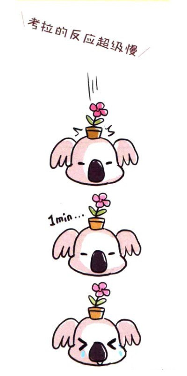 Draw a cute simple drawing of a slow koala in four steps