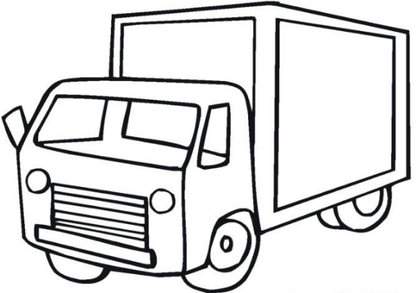 Simple drawing picture of a large truck carrying cargo