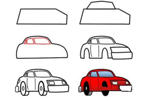 Simple drawing picture tutorial of cartoon car