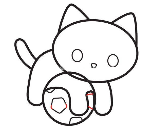 How to draw a cute kitten playing on a football