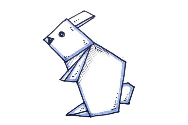 Simple drawing of small animals in origami style