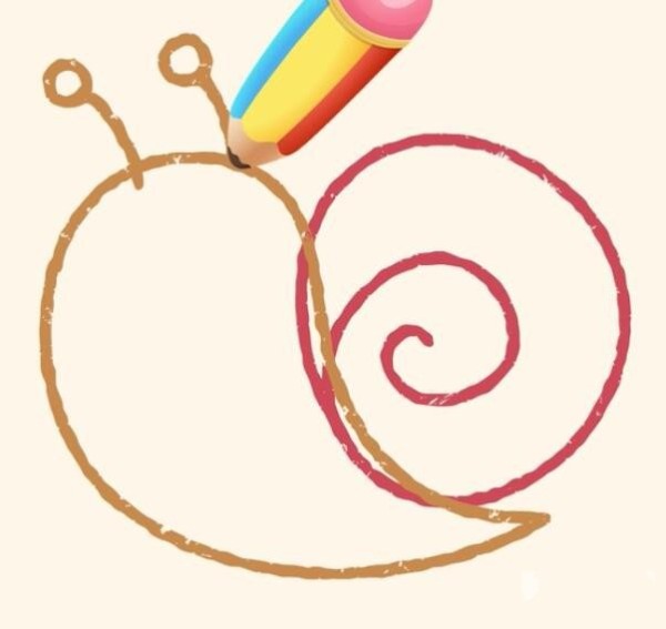 Magical simple drawing snail