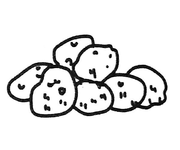 Draw a pile of potatoes in four steps