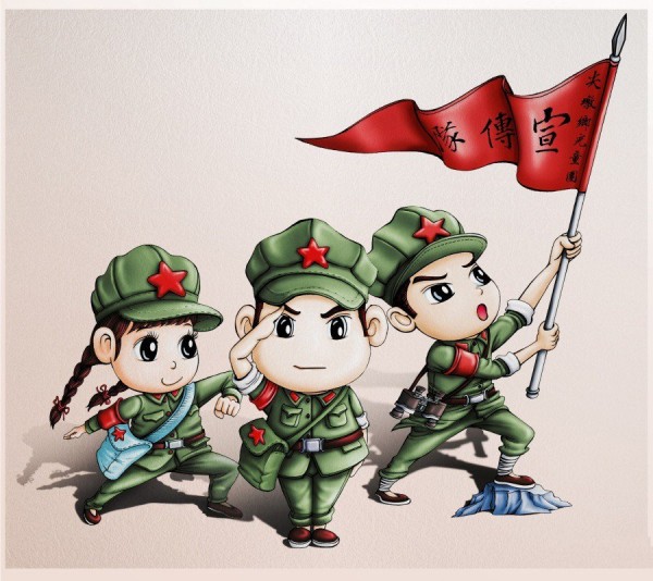 A collection of simple drawings of the Little Red Army. Simple drawings of cartoon pictures of the Little Red Army.