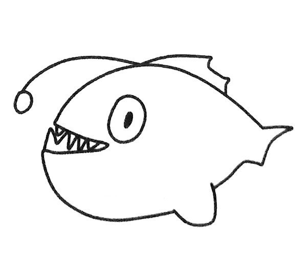 A set of simple drawing pictures of lantern fish