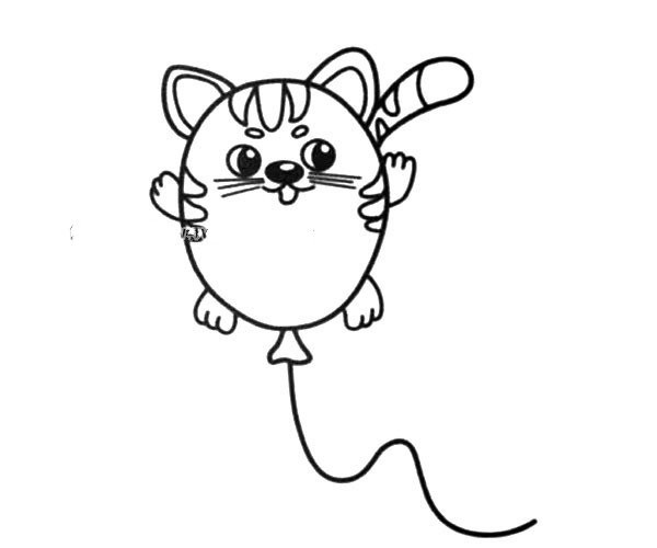 Cute kitten balloon simple drawing picture