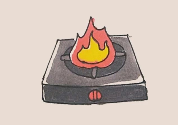 Simple drawing of gas stove