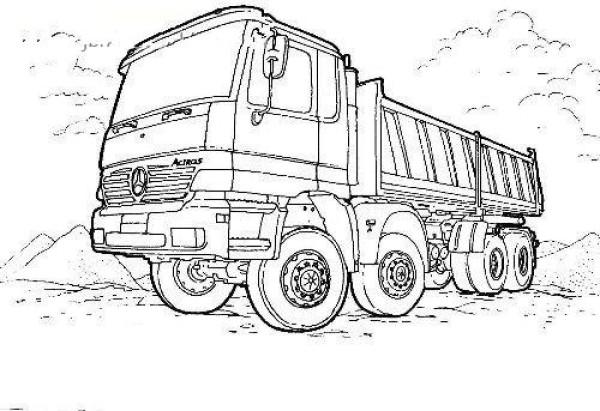 Complete collection of simple drawings of engineering vehicles - dump truck