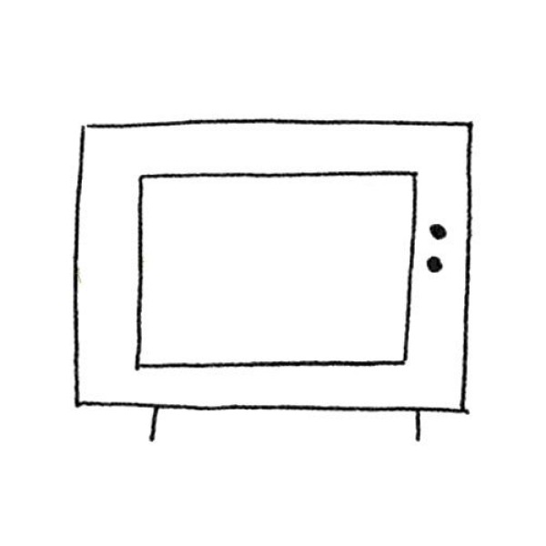 Three simple drawings of TV sets