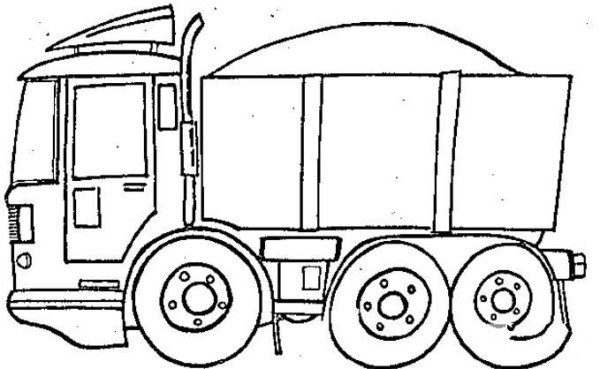 Simple drawing picture of a large truck carrying cargo