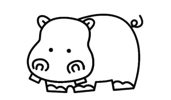 How to draw a big hippopotamus in simple strokes