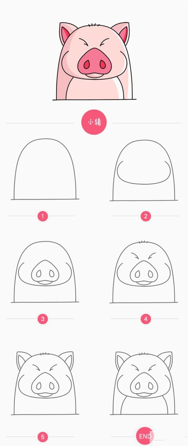 How to draw a little fat pig with simple strokes