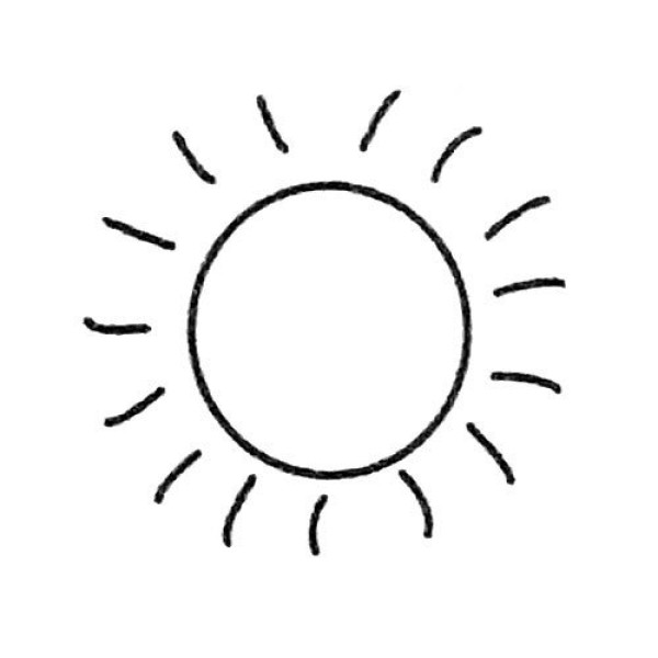 A complete collection of simple drawings of the sun and its drawing steps