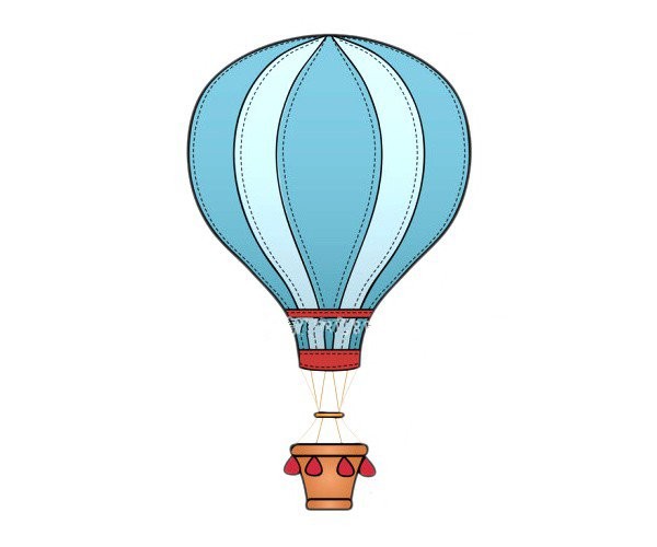 Beautiful blue hot air balloon