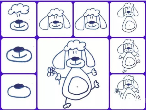 Simple drawing tutorial for young children How to draw a cartoon puppy