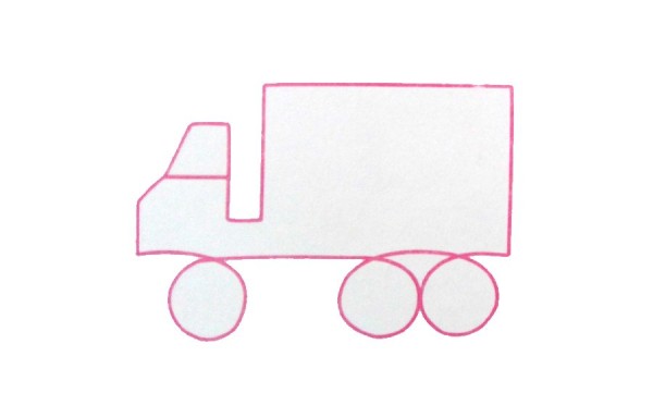 Two simple drawing pictures of large trucks