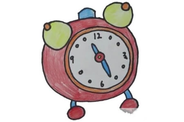 cartoon alarm clock simple drawing