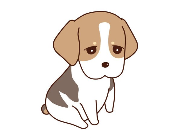 Draw a cute beagle with simple strokes