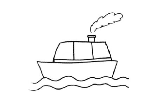 Simple drawing tutorial of ship sailing on the sea