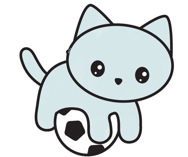 How to draw a cute kitten playing on a football