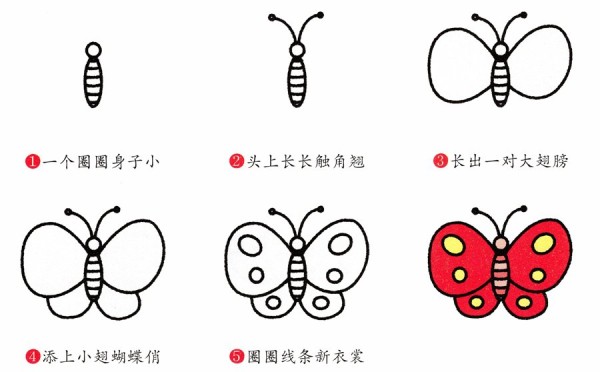 How to draw butterflies with simple strokes