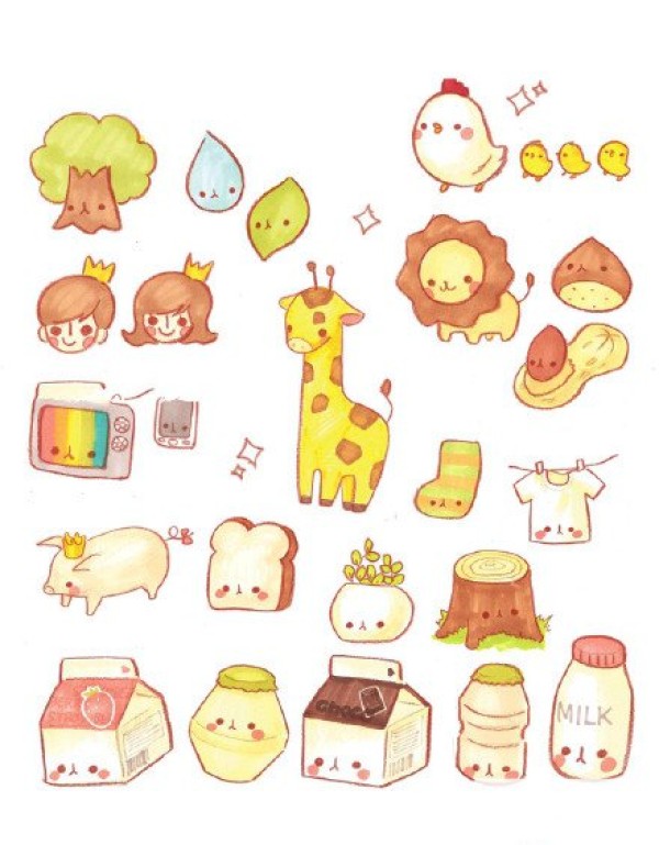 Simple and cute colorful sketches