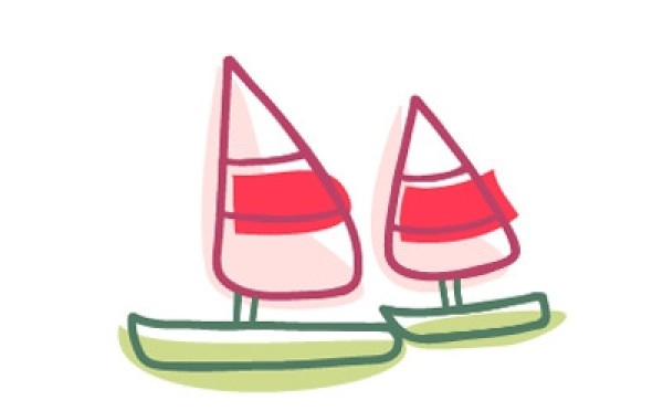 How to draw a sailboat for children with simple strokes