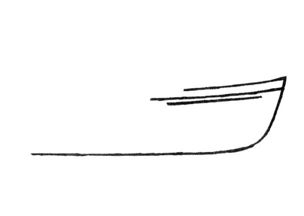 Steps to draw simple strokes of fishing boat