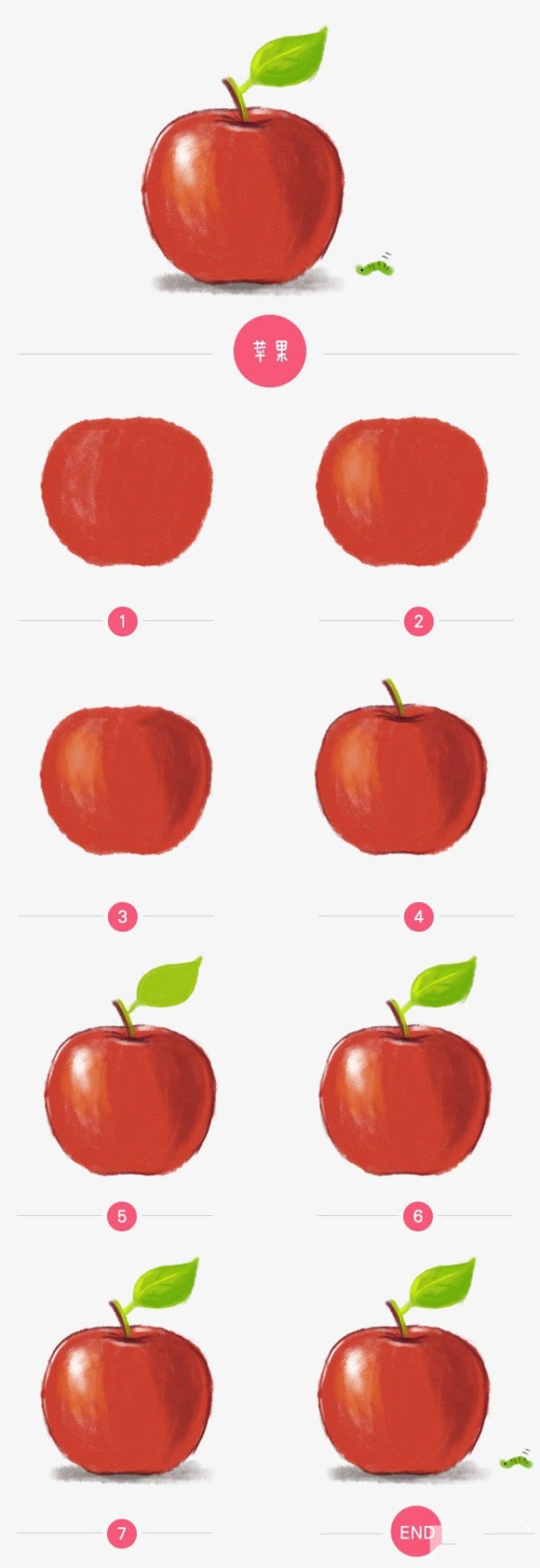 Childrens Drawing Tutorial Step by Step Drawing of Apple