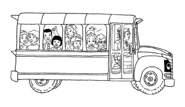 First day of school: simple drawing of school bus