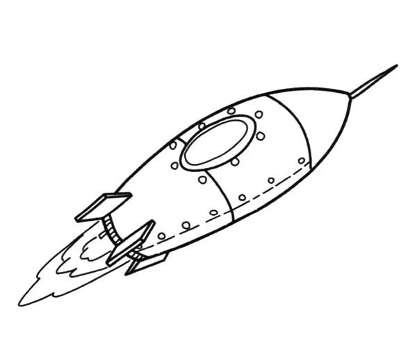 Simple drawing of rocket flying at high speed