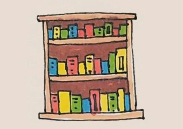 Simple drawing bookshelf