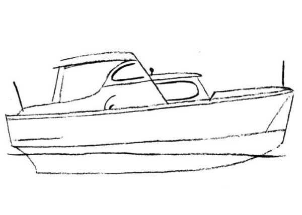 Steps to draw simple strokes of small yacht