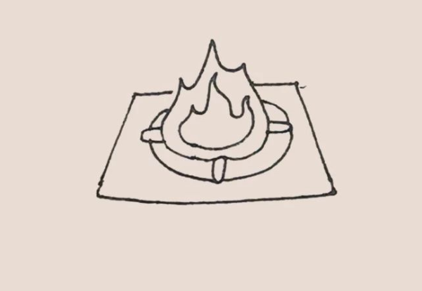 Simple drawing of gas stove