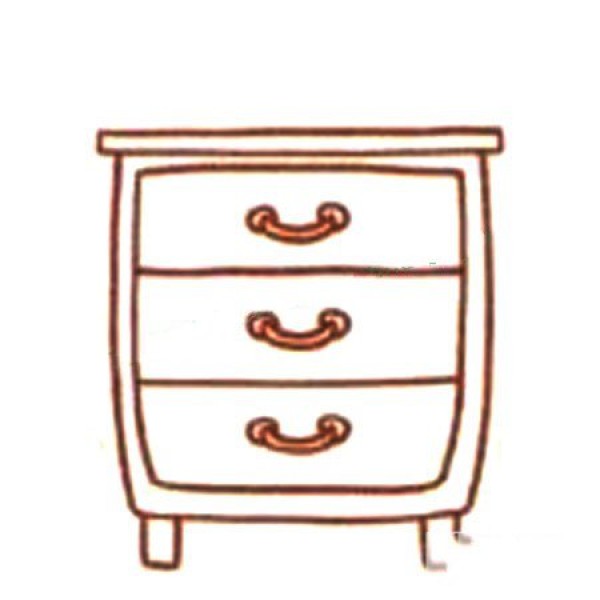 Simple drawing tutorial of three drawer cabinet