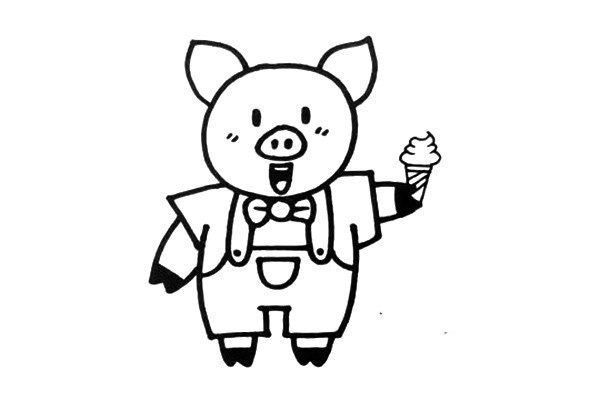 How to draw a pig eating ice cream