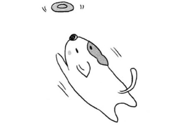 Simple drawing picture of dog chasing Frisbee