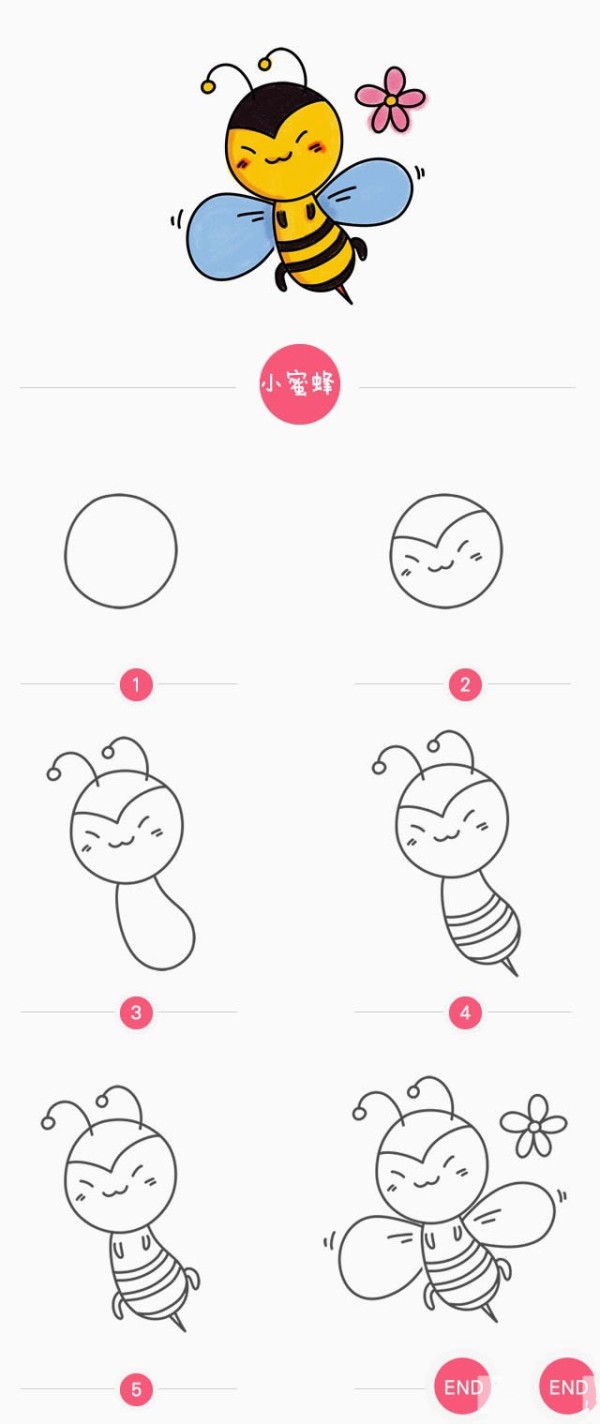 Bee simple drawing steps