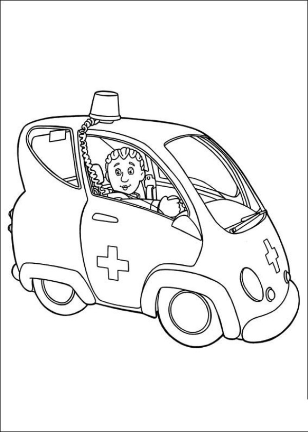 Simple drawing of ambulance and paramedics