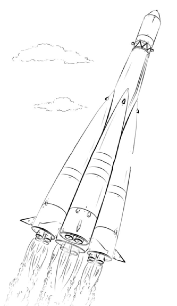 How to draw a space rocket