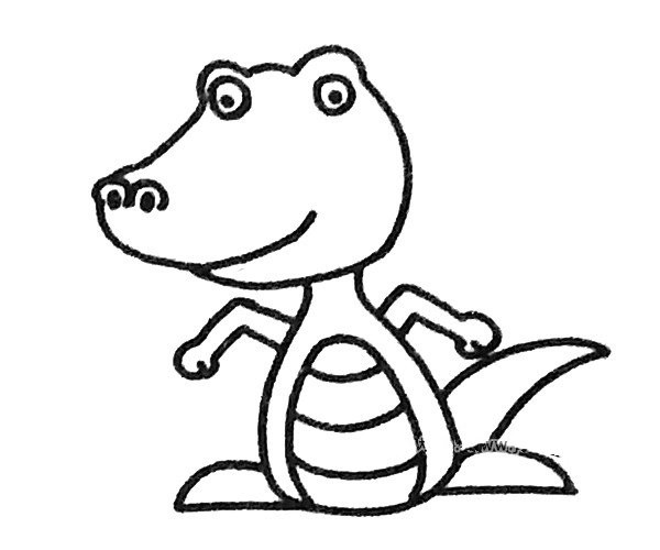 Six simple drawing pictures of cartoon crocodiles