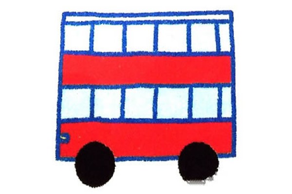 Use simple geometric figures to draw a double-decker bus