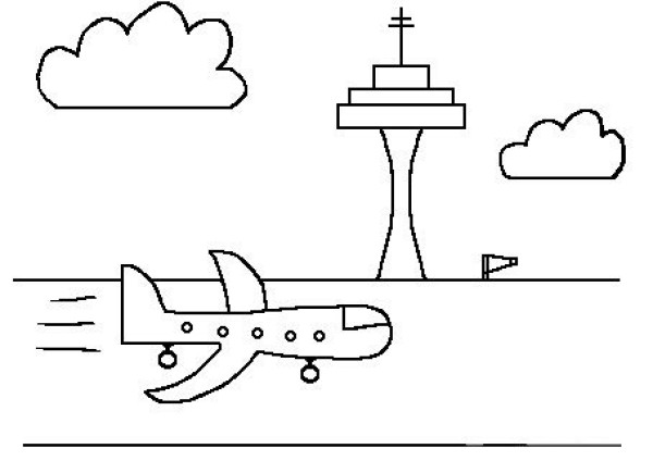 Simple drawing tutorial of cartoon civil aircraft