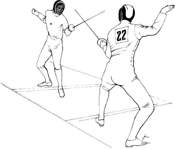 Sports simple drawing of fencing