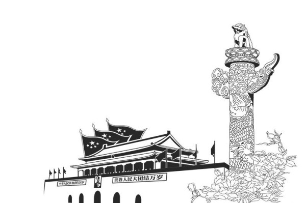 Tiananmen Square Huabiao Simple Drawing