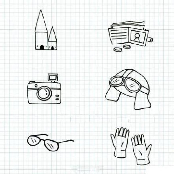 54 simple black and white sketches about travel