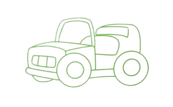 Childrens simple drawing of a jeep