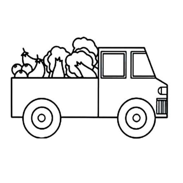 Simple drawing of a truck full of vegetables