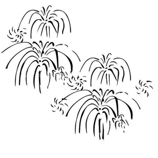 Festive Fireworks Simple Drawing Pictures